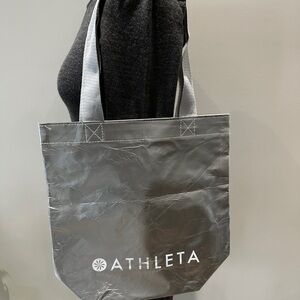 Athleta Silver Tote Bag with White Accents